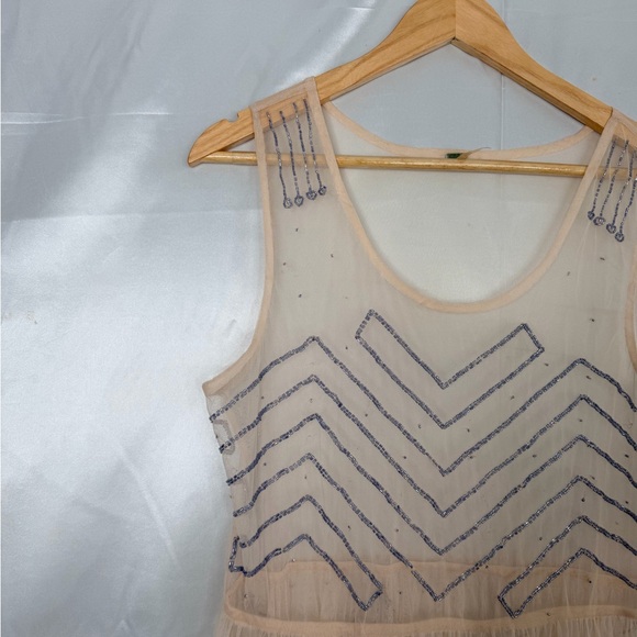Free People Beaded Mesh Mini Slip Dress – Size Large - Picture 3 of 11